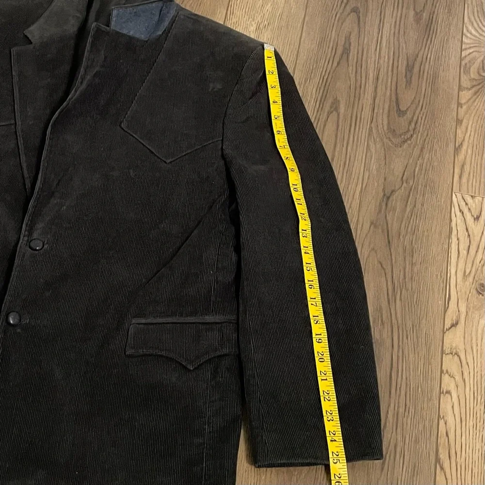 Circle S‎ Dallas Texas Corduroy Charcoal Gray Black Elbow Patch Sport Coat